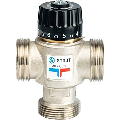 STOUT  Термостатический смесительный клапан для систем отопления и ГВС 1 1/4"  НР   30-65°С KV 3,5
