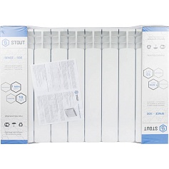 STOUT  Space 500 10 секций радиатор биметаллический боковое подключение RAL9016