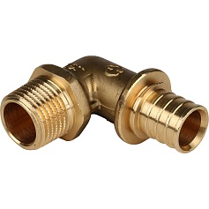 STOUT  Угольник-переходник с наружной резьбой 20xR 1/2" для труб из сшитого полиэтилена аксиальный