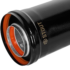 STOUT SCR-6010-600250 STOUT Удлинитель дымохода традиц. коакс. D60(п-м)/100(п-м), L250, ЧЕРНЫЙ