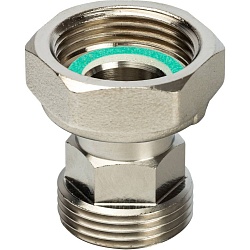 STOUT  Разъемное соединение с плоским уплотнением и обратным клапаном, никелированное 3/4"