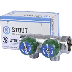 STOUT  SMB-6849-341202 STOUT Коллектор регулирующий 3/4", 2 отвода 1/2" плоское уплотнение