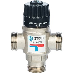 STOUT  Термостатический смесительный клапан для систем отопления и ГВС  3/4" НР   35-60°С KV 1,6