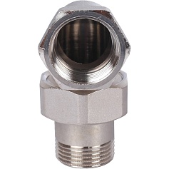 STOUT  Разъемное угловое  соединение "американка" ВН, уплотнение под гайкой o-ring кольцо, никелированное 3/4