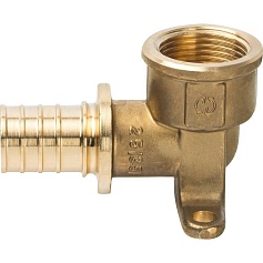 STOUT  Угольник настенный с креплением 25xRp 3/4" для труб из сшитого полиэтилена аксиальный