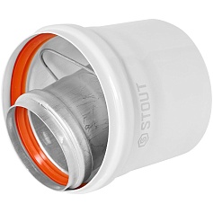 STOUT SCR-6010-250200 STOUT Адаптер подключения УНИВЕРСАЛЬНЫЙ вертик. традиц. коакс. D60(м-м)/100(п-м) (хомут, фланец, втулка, адаптер) кроме Immergas, Navien D75/100 стар.
