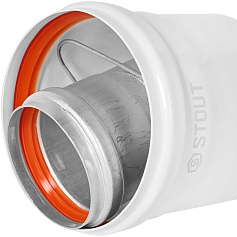 STOUT SCR-6010-250200 STOUT Адаптер подключения УНИВЕРСАЛЬНЫЙ вертик. традиц. коакс. D60(м-м)/100(п-м) (хомут, фланец, втулка, адаптер) кроме Immergas, Navien D75/100 стар.