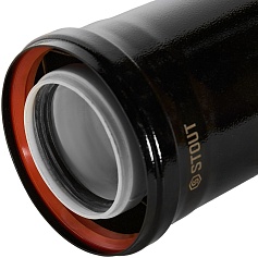 STOUT SCR-8012-600250 STOUT Удлинитель дымохода конденсац. коакс. D80(п-м)/125(п-м), L250, ЧЕРНЫЙ