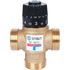 STOUT SVM-Термостатические Термостатический смесительный клапан для ситем отопления и ГВС 1" НР 35-60C Kvs 2,5