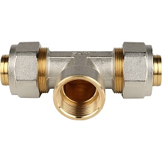 STOUT   Тройник-переходник с внутренней резьбой 1"x32 для металлопластиковых труб винтовой