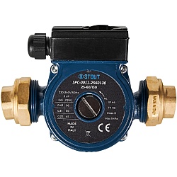 Циркуляционный насос STOUT 25-60/130 220/240V 50Hz с латунными гайками G 1 1/2 x Rp 1