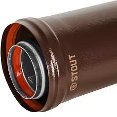 STOUT SCR-6010-701000 STOUT Удлинитель дымохода традиц. коакс. D60(п-м)/100(п-м), L1000, КОРИЧНЕВЫЙ