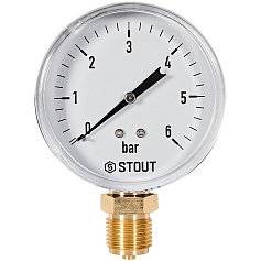 Манометр радиальный STOUT корпус Dn 80 мм 1/2 , 0...6 бар, кл.2.5