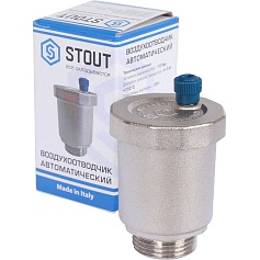 STOUT  Воздухоотводчик автоматический вертикальный выпуск, нар.р. 3/4" никель.