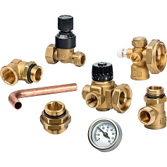 STOUT  Насосно-смесительный узел с термостатическим клапаном и байпасом, без насоса