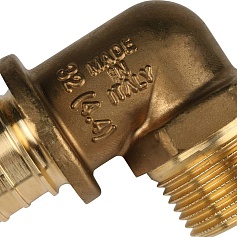 STOUT  Угольник-переходник с наружной резьбой 32xR 1" для труб из сшитого полиэтилена аксиальный