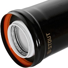STOUT SCR-8610-600500 STOUT Удлинитель дымохода конденсац. коакс. D60(п-м)/100(п-м), L500, ЧЕРНЫЙ