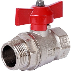 STOUT  Кран шаровой стандартнопроходной, ВР/НР, ручка бабочка 3/4" (красная ручка)