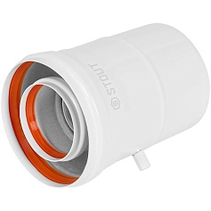 STOUT SCR-6010-250300 STOUT Адаптер подключения УНИВЕРСАЛЬНЫЙ c конденсатоотв. вертик. традиц. коакс. D60(м-м)/100(п-м) (хомут,фланец,втулка,адаптер) кроме Immergas,Navien D75/100