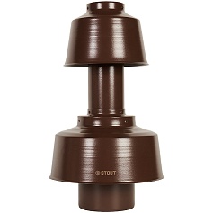 STOUT SCR-8012-800022 STOUT Оголовок вертикальный с ветрозащитой конденсац. коакс. D80(п)/125(п) КОРИЧНЕВЫЙ широкий