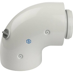 STOUT  Элемент дымохода DN60/100 адаптер для котла угловой 90° коаксиальный (совместимый с Baxi,Viessmann)