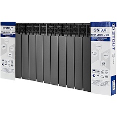 Радиатор биметаллический нижнее правое подключение STOUT TITAN VENTIL 500 14 секций (графит RAL 7024)