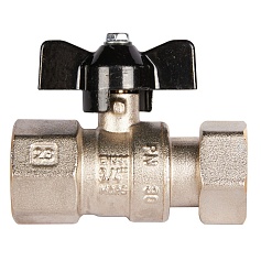 STOUT Кран шаровой с накидной гайкой, ВР/накидная гайка, ручка бабочка 3/4x3/4