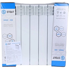 STOUT  Space 500 8 секций радиатор биметаллический нижнее правое подключение RAL9016