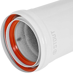 STOUT SCR-0080-822000 STOUT Удлинитель дымохода утепленный традиц. D80(п-м), L2000 (газоход до 185 градусов)