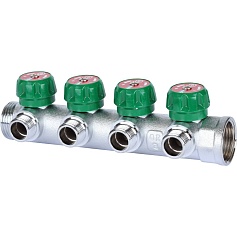 STOUT  SMB-6849-011204 STOUT Коллектор регулирующий 1", 4 отвода 1/2" плоское уплотнение