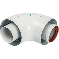 STOUT   Элемент дымохода отвод коаксиальный 90°  DN60/100, п/м уплотнения и хомут в комплекте (с логотипом)