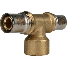 STOUT   Тройник-переходник с внутренней резьбой 20х3/4"х20 для металлопластиковых труб прессовой