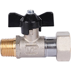 STOUT  Кран шаровой с накидной гайкой, НР/накидная гайка, ручка бабочка 1/2x3/4