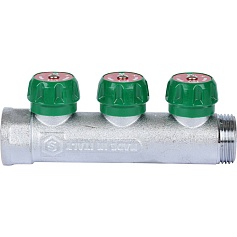 STOUT  SMB-6849-011203 STOUT Коллектор регулирующий 1", 3 отвода 1/2" плоское уплотнение