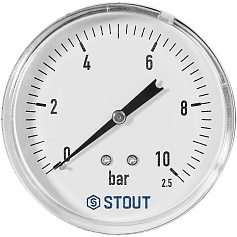 Манометр аксиальный STOUT корпус Dn 80 мм 1/2 , 0...10 бар, кл.2.5
