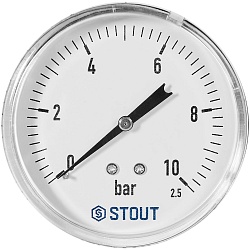 Манометр аксиальный STOUT корпус Dn 80 мм 1/2 , 0...10 бар, кл.2.5
