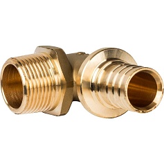 STOUT  Угольник-переходник с наружной резьбой 25xR 3/4" для труб из сшитого полиэтилена аксиальный