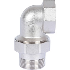 STOUT  Разъемное угловое  соединение "американка" ВН, уплотнение под гайкой o-ring кольцо, никелированное 1"1/2