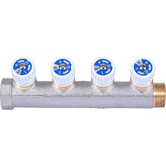 STOUT  Коллектор распределительный 3/4", 4 отвода 1/2" плоское уплотнение