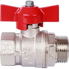 STOUT  Кран шаровой стандартнопроходной, ВР/НР, ручка бабочка 3/4" (красная ручка)