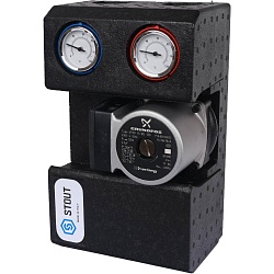 STOUT SDG-0001 Насосная группа с прямым контуром 3/4" с насосом Grundfos UPSO 15-65 130 в теплоизоляции