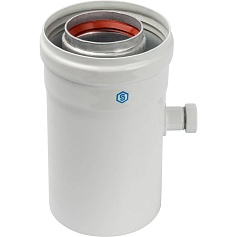 STOUT   Элемент дымохода  конденсатосборник горизонт.  DN60/100, п/м уплотнения в компл. с лого.