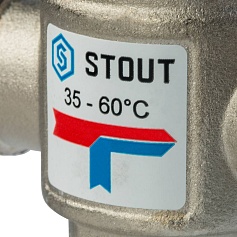 STOUT  Термостатический смесительный клапан для систем отопления и ГВС  3/4" НР   35-60°С KV 1,6