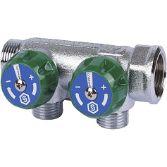 STOUT  SMB-6849-341202 STOUT Коллектор регулирующий 3/4", 2 отвода 1/2" плоское уплотнение