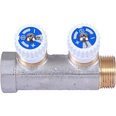 STOUT  Коллектор распределительный 3/4", 2 отвода 1/2" плоское уплотнение