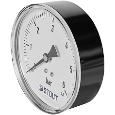 Манометр аксиальный STOUT корпус Dn 100 мм 1/2 , 0...6 бар, кл.2.5