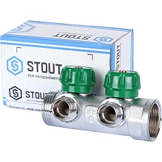 STOUT  SMB-6850-011202 STOUT Коллектор регулирующий 1", 2 отвода 1/2"