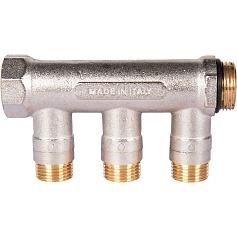 STOUT SMB 6211 341203 STOUT Коллектор с шаровыми кранами 3/4", 3 отвода 1/2" (синие ручки)