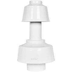STOUT SCR-8012-800002 STOUT Оголовок вертикальный с ветрозащитой конденсац. коакс. D80(п)/125(п) БЕЛЫЙ широкий