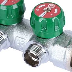 STOUT  SMB-6849-011203 STOUT Коллектор регулирующий 1", 3 отвода 1/2" плоское уплотнение